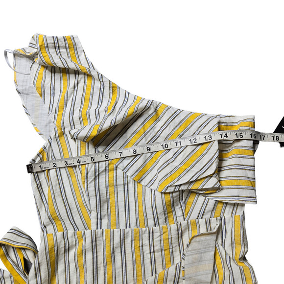 Lulus High Tide Yellow Striped One Shoulder Midi Dress - Picture 6 of 7